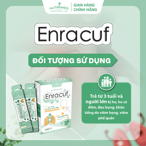 Gói Uống Enracuf Hỗ Trợ Giảm Ho, Đờm, Đau Họng - Sản Phẩm Dành Cho Trẻ Từ 3 Tuổi Và Người Lớn - Nutramed (10 Gói x 10ml)