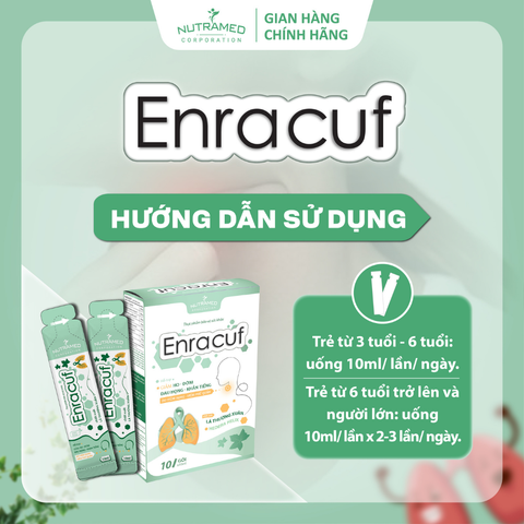 Gói Uống Enracuf Hỗ Trợ Giảm Ho, Đờm, Đau Họng - Sản Phẩm Dành Cho Trẻ Từ 3 Tuổi Và Người Lớn - Nutramed (10 Gói x 10ml)