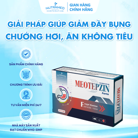 Viên uống tiêu hóa Meotepzin Forte 30 viên - Giải pháp hỗ trợ giảm đầy bụng, chướng hơi, khó tiêu - Bổ sung enzym tiêu hóa hiệu quả