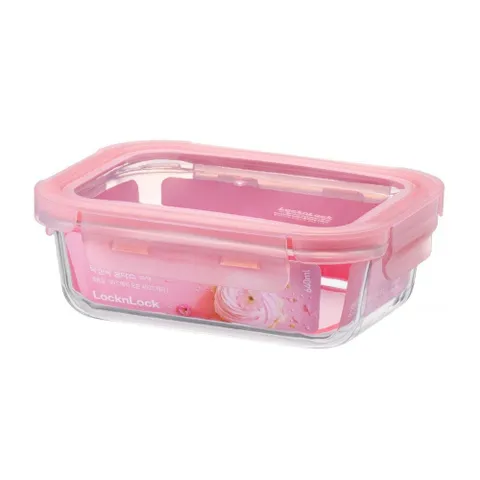 [LOCKnLOCK] Hộp Thủy Tinh Chịu Nhiệt Rose Với Nắp Màu Đỏ Hoa Anh Đào LLG402 -640ml