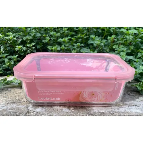 [LOCKnLOCK] Hộp Thủy Tinh Chịu Nhiệt Rose Với Nắp Màu Đỏ Hoa Anh Đào LLG402 -640ml