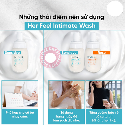 Dung Dịch Vệ Sinh Phụ Nữ Her Feel Prebiotic Sensitive HA - Làm Sạch Và Cấp Ẩm Cho Vùng Nhạy Cảm, An Toàn Và Hiệu Quả