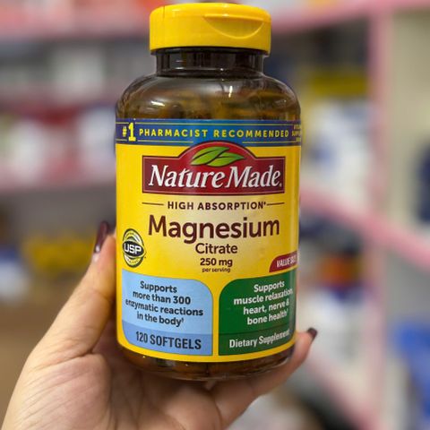 Nature Made Magnesium Citrate 250mg - 120 viên Hỗ trợ Thư Giãn Cơ và Giấc Ngủ - Sản Phẩm Hàng Mỹ Chính Hãng