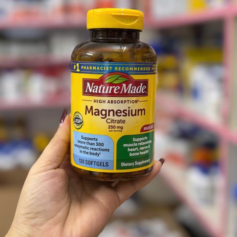 Nature Made Magnesium Citrate 250mg - 120 viên Hỗ trợ Thư Giãn Cơ và Giấc Ngủ - Sản Phẩm Hàng Mỹ Chính Hãng