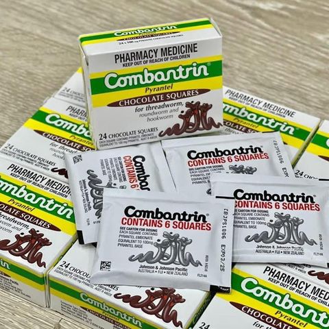 Kẹo Socola Xổ Giun Combantrin 24 Thanh - Giúp Loại Bỏ Giun Sán Hiệu Quả, Hương Vị Ngon Miệng Dành Cho Trẻ Em
