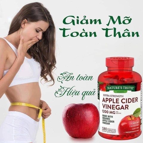 Viên giảm cân giấm táo 1200mg Nature's Truth 180 viên - Hỗ trợ giảm mỡ tự nhiên và cải thiện tiêu hóa