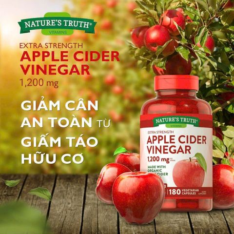 Viên giảm cân giấm táo 1200mg Nature's Truth 180 viên - Hỗ trợ giảm mỡ tự nhiên và cải thiện tiêu hóa