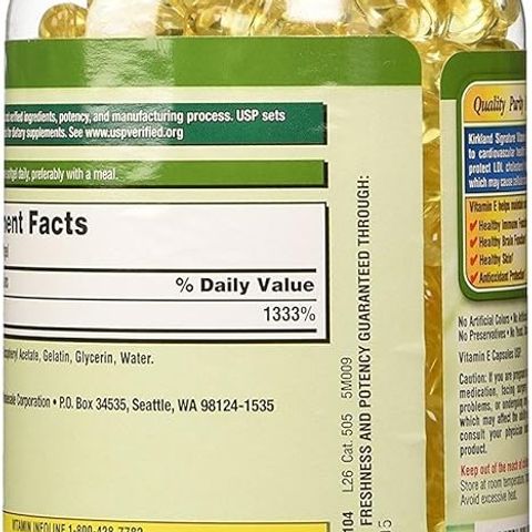Viên Uống Vitamin E Kirkland Signature 400 IU - 500 Viên Hỗ Trợ Sức Khỏe, Chống Oxy Hóa, Làm Đẹp Da Chính Hãng Mỹ