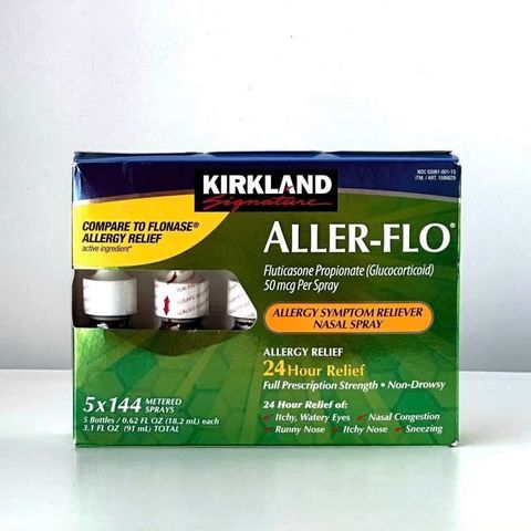 Set 5 Xịt Mũi Viêm Xoang Kirkland Aller Flo 144ml - Giảm Nghẹt Mũi, Sản Phẩm Tiện Lợi Cho Sức Khỏe Hô Hấp