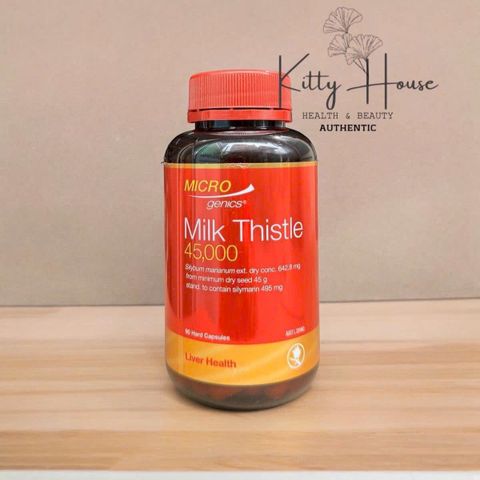 Viên uống giải độc gan Microgenics Milk Thistle 45000 - Bảo vệ và tái tạo tế bào gan, 90 viên