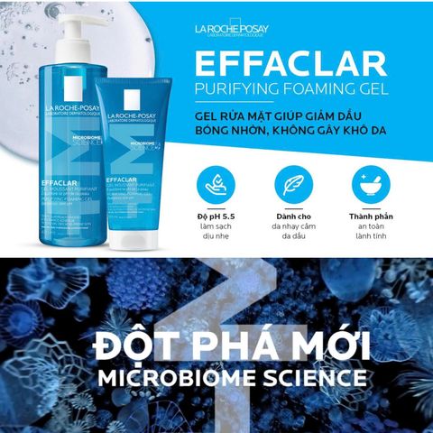 Gel Rửa Mặt La Roche-Posay Effaclar 50ml - Sữa Rửa Mặt Cho Da Dầu Nhạy Cảm, Làm Sạch, Kiểm Soát Dầu, Giảm Mụn