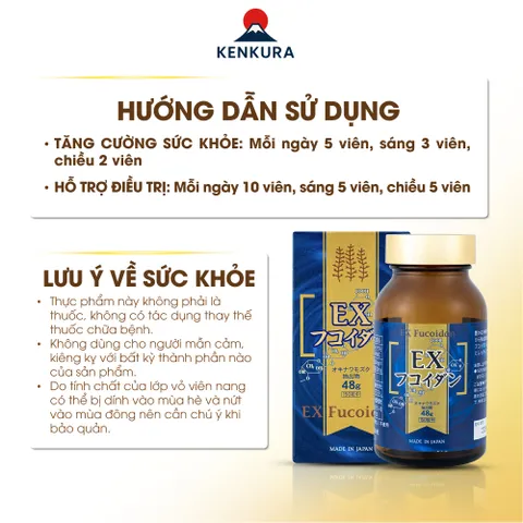 EX Fucoidan Nhật Chính Hãng Hỗ Trợ U Bướu - 150 Viên