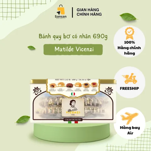 Bánh Quy Bơ Nhân Matilde Vicenzi Ý 690g - Hương Vị Ngọt Ngào Tan Chảy, Bánh Kẹo Cao Cấp Không Chất Bảo Quản