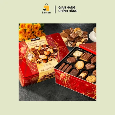 Bánh Chocolate Kirkland European Cookies 1,4kg - Bánh Quy Cao Cấp Thơm Ngon Từ Bỉ, Qùa Tặng Sang Trọng Dịp Lễ Tết