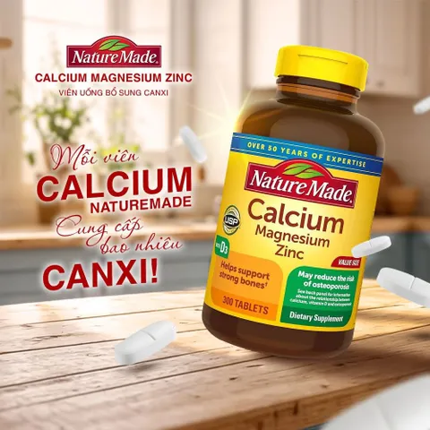 Viên bổ sung Calci-Magne-Zinc Nature Made 300 viên, chắc xương