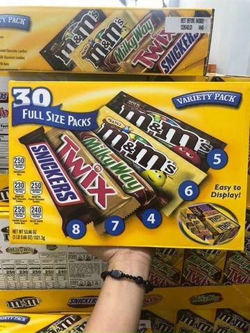 Bánh kẹo Socola M&M Mars Variety Pack 30 thanh 1.52kg - Hương vị ngọt ngào, đa dạng cho tín đồ chocolate