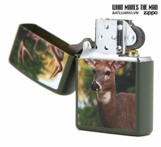 Bật Lửa Zippo 28471 - Buck Green Matte Lighter, Đen Duy Nhất Cho Fan Zippo, Quà Tặng Hoàn Hảo
