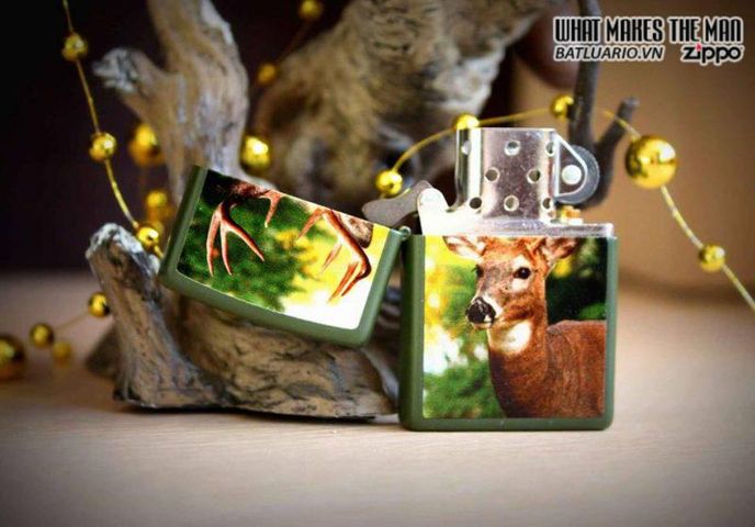 Bật Lửa Zippo 28471 - Buck Green Matte Lighter, Đen Duy Nhất Cho Fan Zippo, Quà Tặng Hoàn Hảo