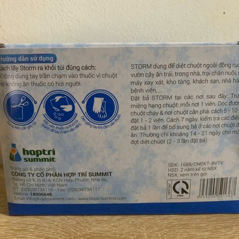 Thuốc Diệt Chuột Storm 5 Gói Nhập Khẩu Đức - An Toàn, Hiệu Quả Cao, Flocoumafen 0.005%, Dễ Dùng Trong Nhà và Ngoài Trời