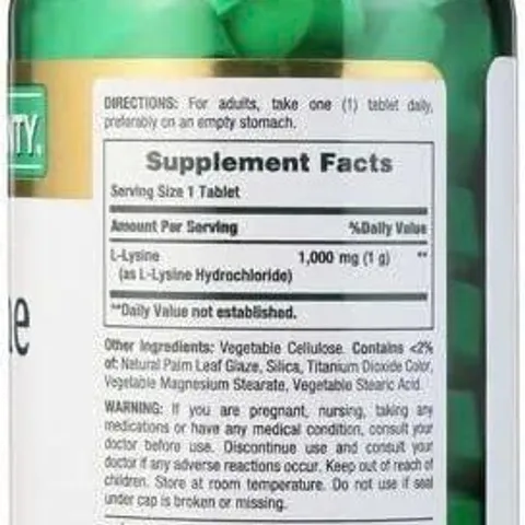 Viên uống bổ sung L-Lysine Nature’s Bounty 1000mg - Hỗ trợ tăng cường sức khỏe và hệ miễn dịch, 60 viên