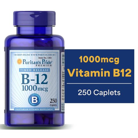 Viên Uống Bổ Máu Puritan's Pride Vitamin B-12 1000 mcg Timed Release - Hỗ Trợ Tăng Cường Trí Não và Năng Lượng - 250 Viên