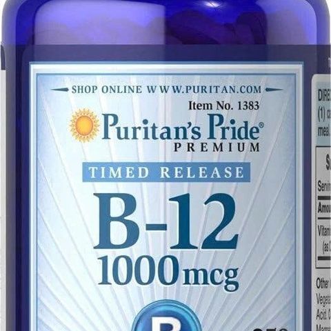 Viên Uống Bổ Máu Puritan's Pride Vitamin B-12 1000 mcg Timed Release - Hỗ Trợ Tăng Cường Trí Não và Năng Lượng - 250 Viên