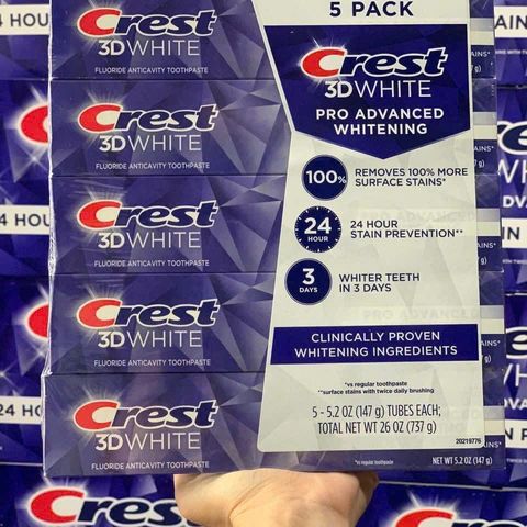 Kem Đánh Răng Crest 3D White Pro Advanced Whitening - Trắng Răng Rõ Rệt Chỉ Sau 2 Tuần - Hương Bạc Hà Mát Lạnh