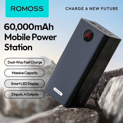 Sạc Dự Phòng ROMOSS PEA57 60.000mAh - Sạc Nhanh 22.5W, Chống Quá Nhiệt, LED Hiển Thị Pin, Đa Năng Cho Điện Thoại & Máy Tính Bảng