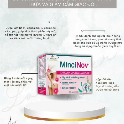 Viên uống giảm cân MinciNov Oricare 60 viên, kiểm soát cân nặng