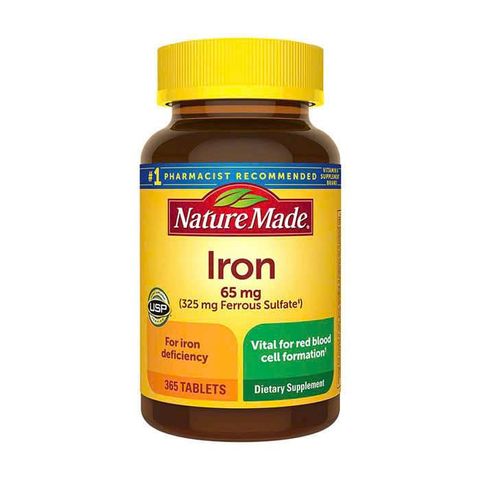Viên uống bổ sung sắt Nature Made Iron 65mg 180 viên - Hỗ trợ sức khỏe, chống thiếu máu hiệu quả cho phụ nữ mang thai và người ăn kiêng.