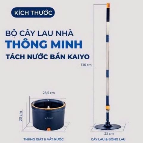 Cây Lau Nhà Thông Minh Kaiyo KM51_NAVY - Thiết Kế Tách Nước Bẩn và Nước Sạch - Tiết Kiệm Nước và Dễ Dàng Vệ Sinh Sàn Nhà