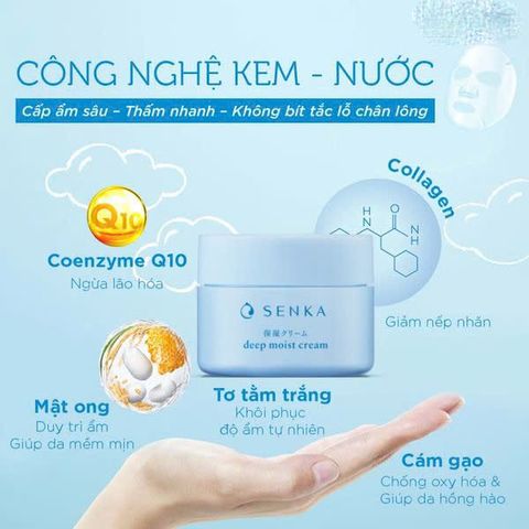 Kem dưỡng ẩm Senka Deep Moist Cream 50g - Cấp ẩm chuyên sâu cho da mịn màng, săn chắc và tràn đầy sức sống từ Nhật Bản