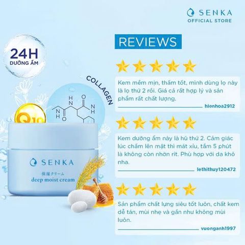 Kem dưỡng ẩm Senka Deep Moist Cream 50g - Cấp ẩm chuyên sâu cho da mịn màng, săn chắc và tràn đầy sức sống từ Nhật Bản