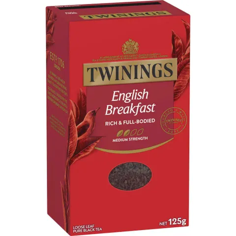 Trà Twinings 125g English Breakfast - Lá trà chọn lọc hương vị tự nhiên, thưởng trà thư giãn, dùng nóng lạnh đều ngon
