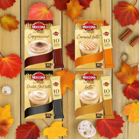Cà Phê Sữa Moccona Latte Úc - Hộp 10 Gói Tiện Lợi, Hương Vị Đặc Trưng, Pha Nóng Ngay, Thích Hợp Cho Ngày Bận Rộn