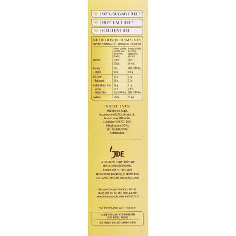 Cà Phê Sữa Moccona Latte Úc - Hộp 10 Gói Tiện Lợi, Hương Vị Đặc Trưng, Pha Nóng Ngay, Thích Hợp Cho Ngày Bận Rộn