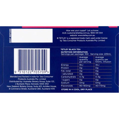 Trà Túi Lọc Tetley - Hộp 100 Gói Trà Thư Giãn, Thích Hợp Cho Mọi Lứa Tuổi, Pha Nóng Lạnh, Trải Nghiệm Thưởng Trà Tuyệt Vời