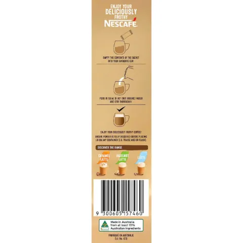 Cà Phê Pha Sẵn Nescafe Úc Hộp 10 Gói - Hương Vị Tươi Nguyên và Bọt Kem Tan Ngay Trong Miệng