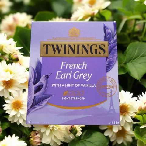 Trà Twinings Earl Grey Pháp 80 gói - Trà đen hương hoa oải hương, bergamot & vani cho trải nghiệm thư giãn hàng ngày
