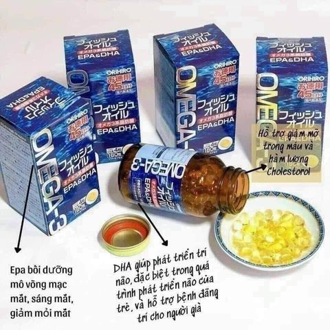 Viên uống Omega 3 Orihiro 180 viên - Hỗ trợ sức khỏe tim mạch và trí não, sản phẩm chiết xuất tự nhiên từ dầu cá chất lượng Nhật Bản