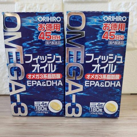 Viên uống Omega 3 Orihiro 180 viên - Hỗ trợ sức khỏe tim mạch và trí não, sản phẩm chiết xuất tự nhiên từ dầu cá chất lượng Nhật Bản