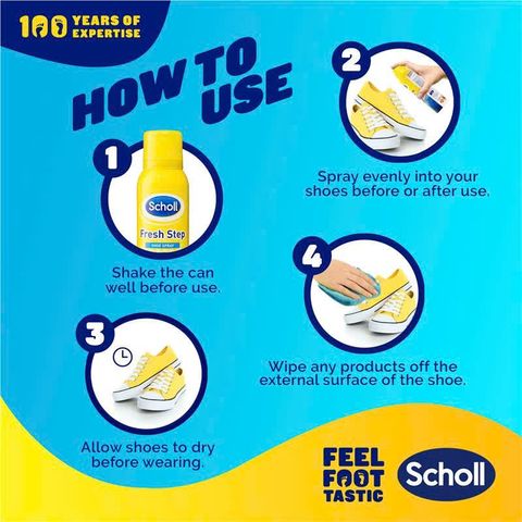 Xịt Khử Mùi Cho Giày Dép Scholl Fresh Step 100g Nhập Khẩu