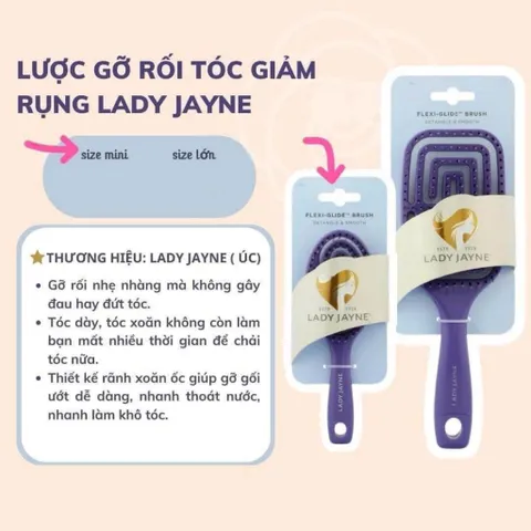 Lược Chải Lady Jayne Flexi Glide Detangling Brush Size L - Giải Quyết Tóc Rối, Dễ Dàng Làm Sạch, Phù Hợp Với Da Đầu Nhạy Cảm