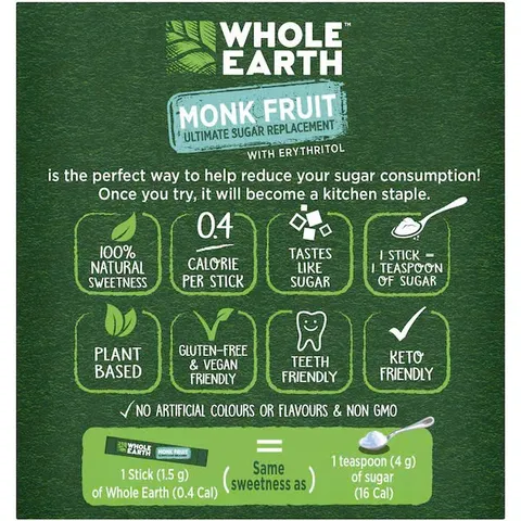 Đường Ăn Kiêng Monk Fruit Whole Earth - Set 40 Gói