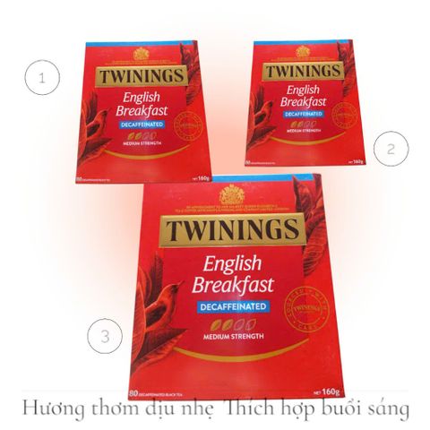 Trà Twinings English Breakfast Decaffeinated - Hộp 80 Gói Lọc Tiện Lợi, Hương Vị Tươi Mới, Quà Tặng Sức Khỏe Hàng Ngày