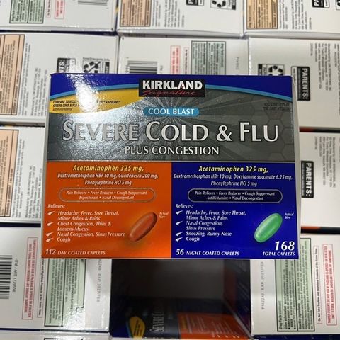 Viên uống hỗ trợ giảm ho, cảm, sốt Severe Cold & Flu 112*168 viên - Giải pháp nhanh chóng cho ngày lạnh giá từ thương hiệu KIRKLAND