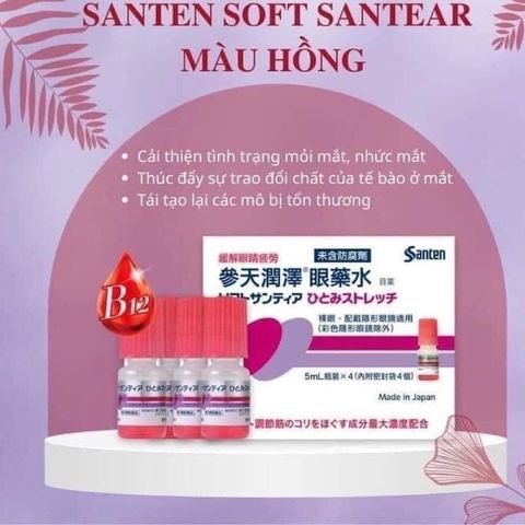 Nước Nhỏ Mắt Nhân Tạo Santen Hồng - Giải Pháp Giảm Mỏi Mắt Hiệu Quả Từ Nhật Bản, Tăng Cường Sức Khỏe Đôi Mắt