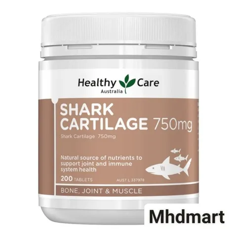 Viên uống Shark Cartilage 750mg Sụn Vi Cá Mập Healthy Care 200 viên_Hàng nhập khẩu, có tem phụ