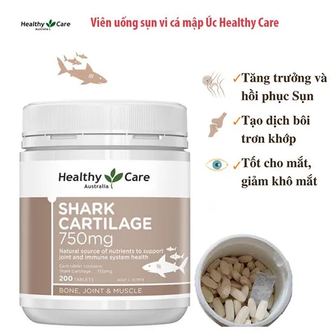 Viên uống Shark Cartilage 750mg Sụn Vi Cá Mập Healthy Care 200 viên_Hàng nhập khẩu, có tem phụ