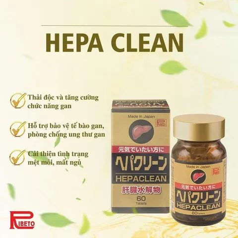 Viên uống bổ gan Hepaclean Ribeto - Giải độc gan, hỗ trợ chức năng gan, chiết xuất nghệ và gan lợn thủy phân, 60 viên